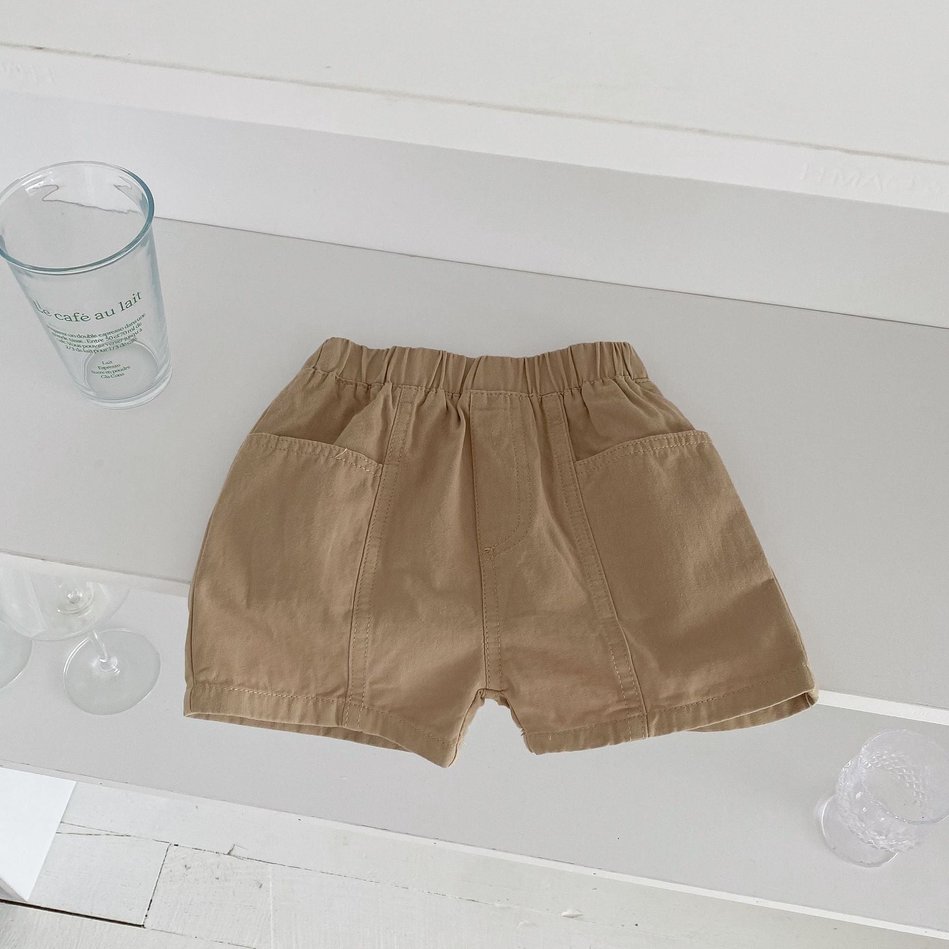 Summer New Arrival Boys Versatile Casual Solid Color Utility Shorts-2