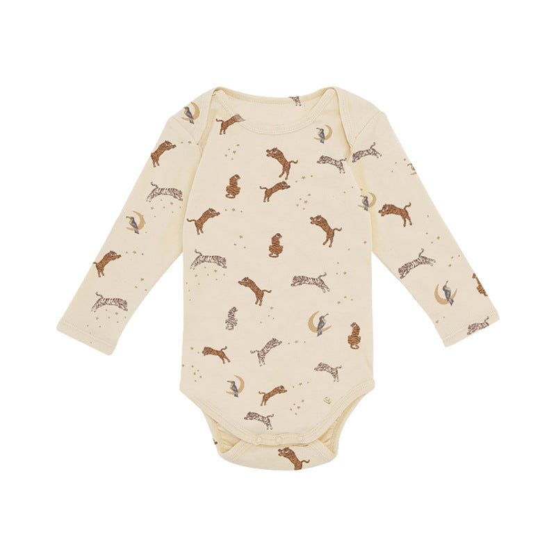 Baby Floral & Animals Graphic Envelope Collar Or Side Opening Design Bodysuit-4