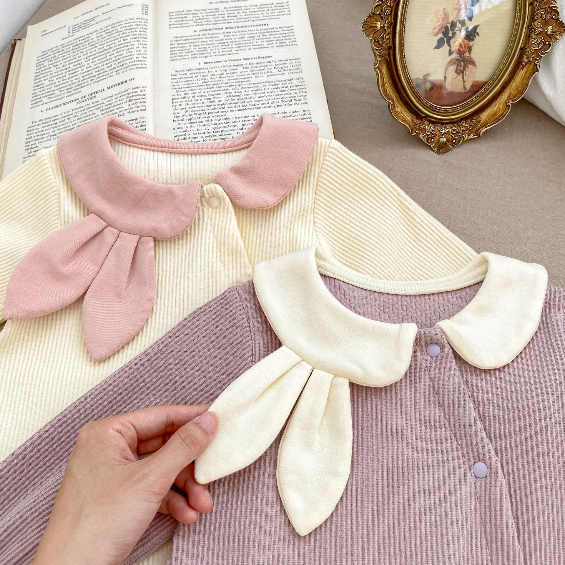 Rabbit Design Lapel Adorable Autumn Romper-3