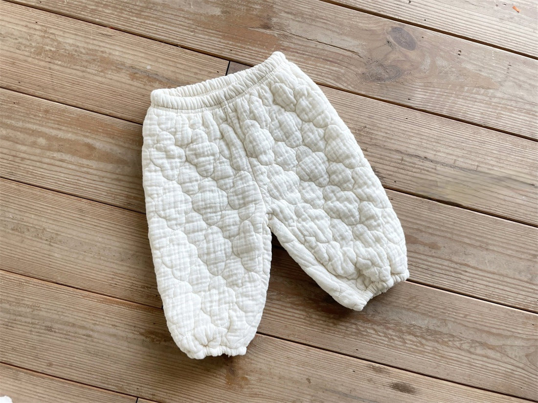 Baby Bear Patched Pattern Quilted Warm Lapel Cute Sets-3