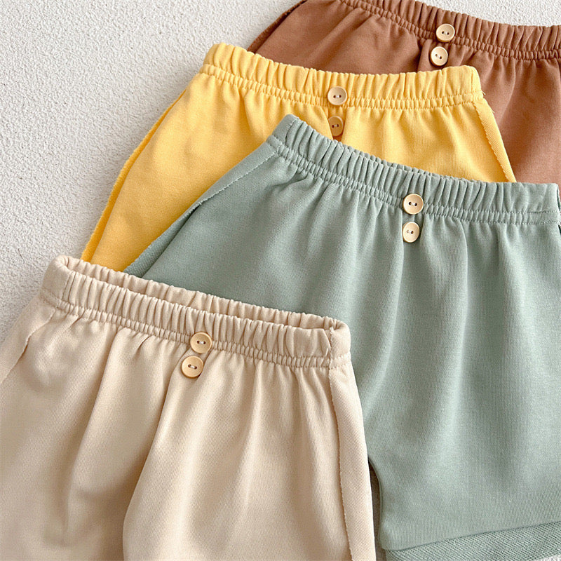 Baby Unisex Solid Color Comfy Summer Shorts In Summer-5