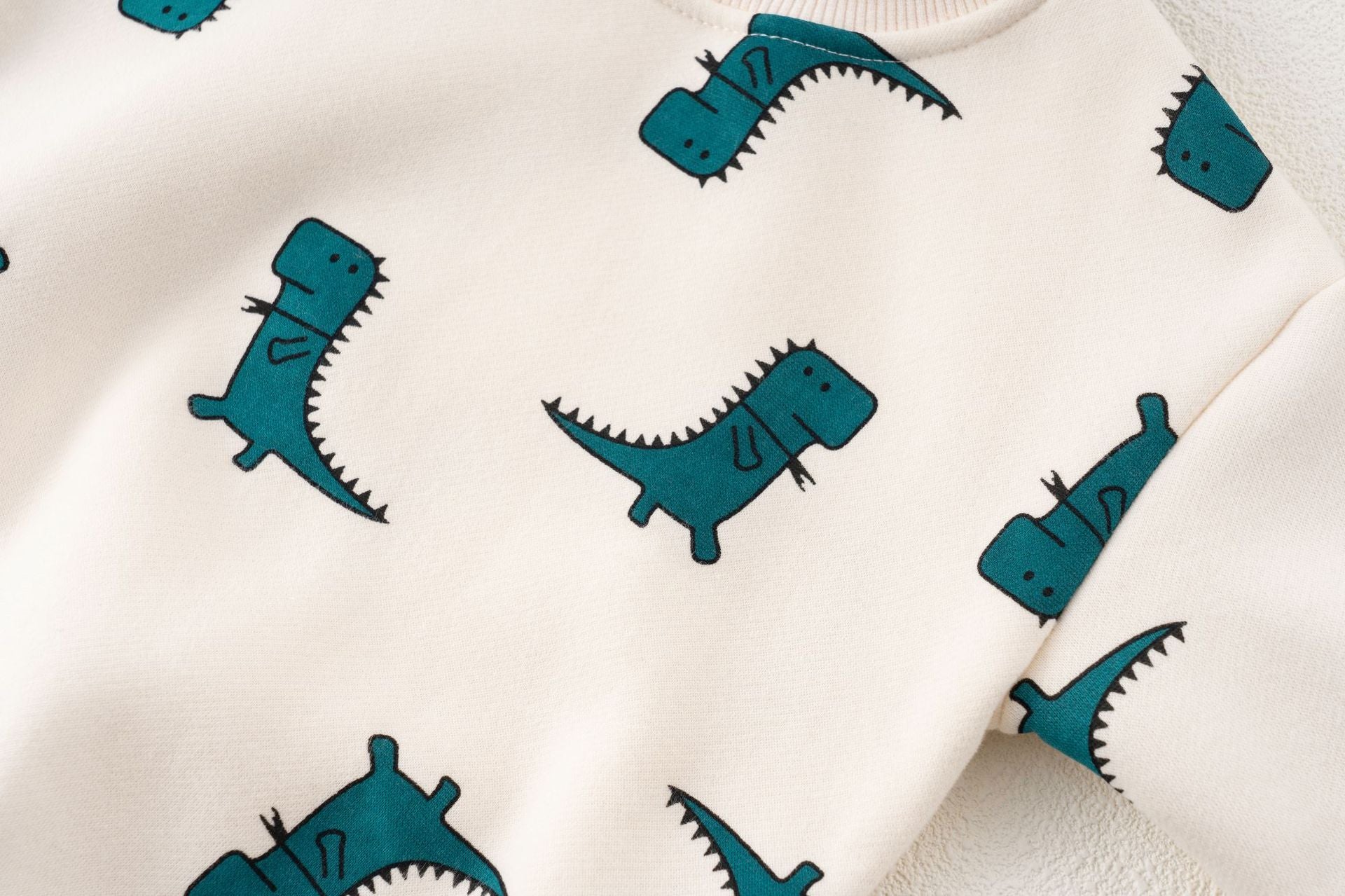 Baby Boy 1pcs Cartoon Dinosaur Pattern Long Sleeves O-Neck Bodysuit & Hats-5