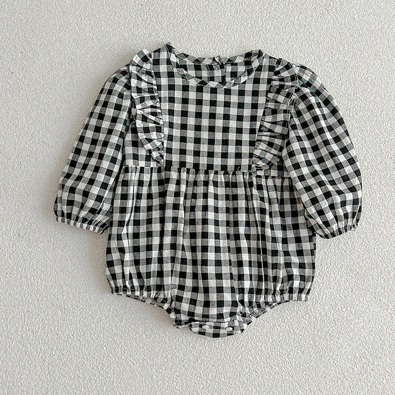 Plaid Pattern Various Style Onesies For Baby Girl-4