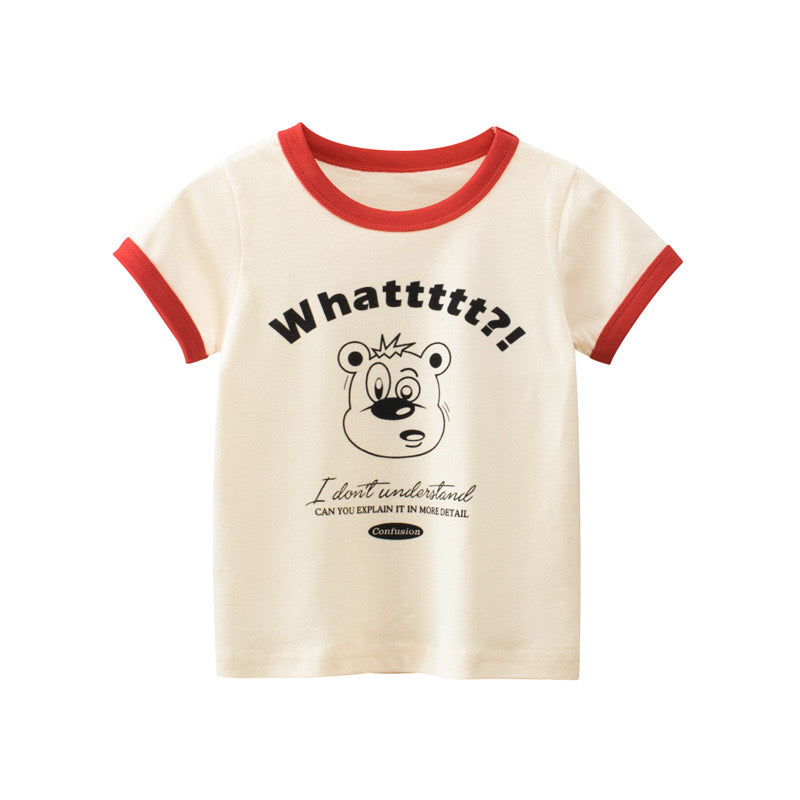 Baby Cartoon Animal Graphic Color block Neck & Sleeves Summer Tee-1