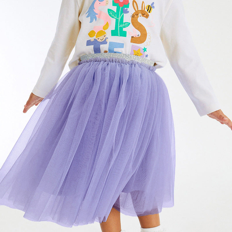 Autumn Print Pattern Hoodie & Lace Skirts Sets-5