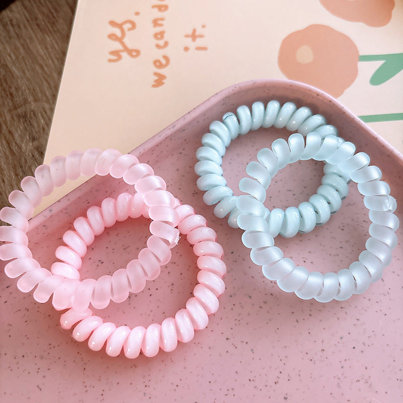 Sweet And Refreshing Matte Telephone Cord Style Hair Tie With High Elasticity Set-0