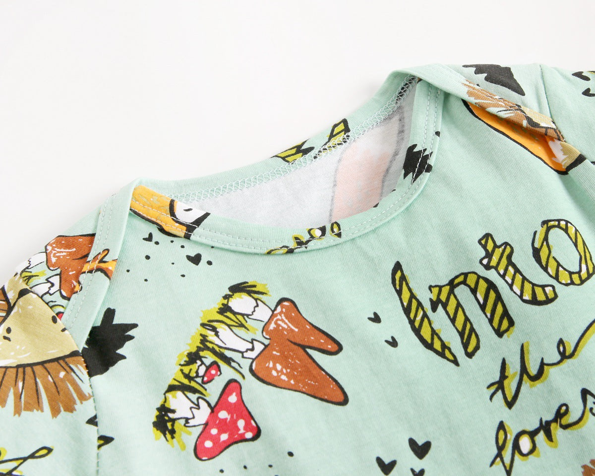 Baby Boy And Girl Animal Print Short-Sleeved O-Neck Lovely Onesies In Summer-5