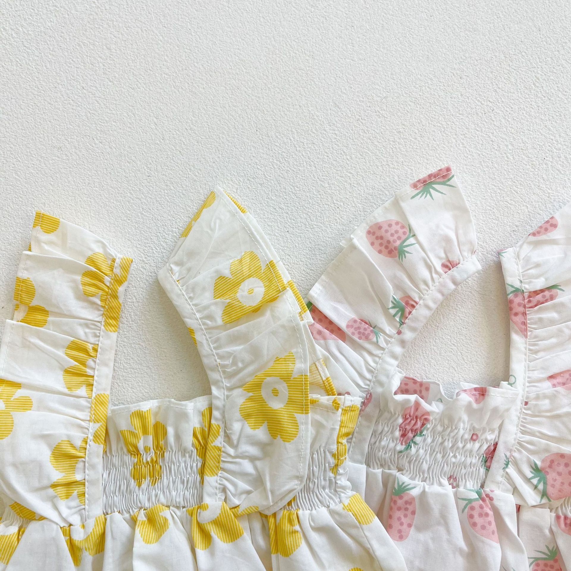 Baby Girl Floral Print Ruffle Design Sleeveless Crotch Onesies Bodysuit-5