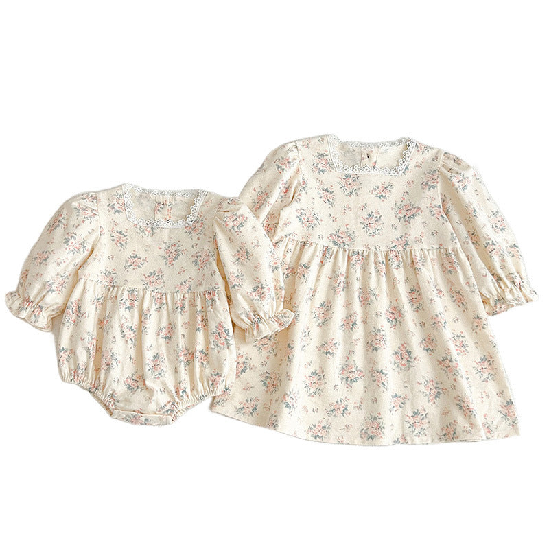 Square Neck Princess Sweet Style Baby Onesies & Children Dress-5