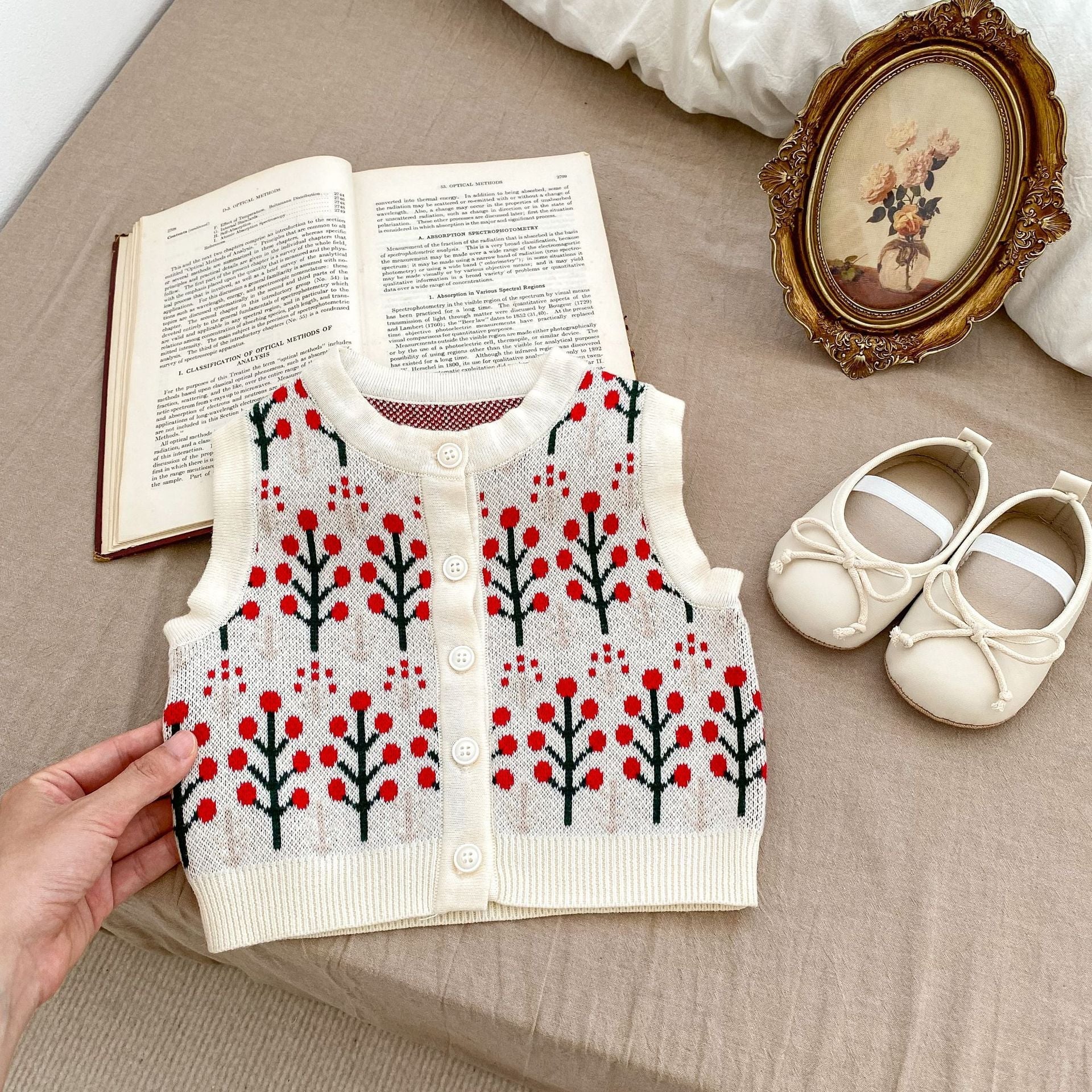 Autumn Flower Pattern Knitwears Cardigan & Onesies-5