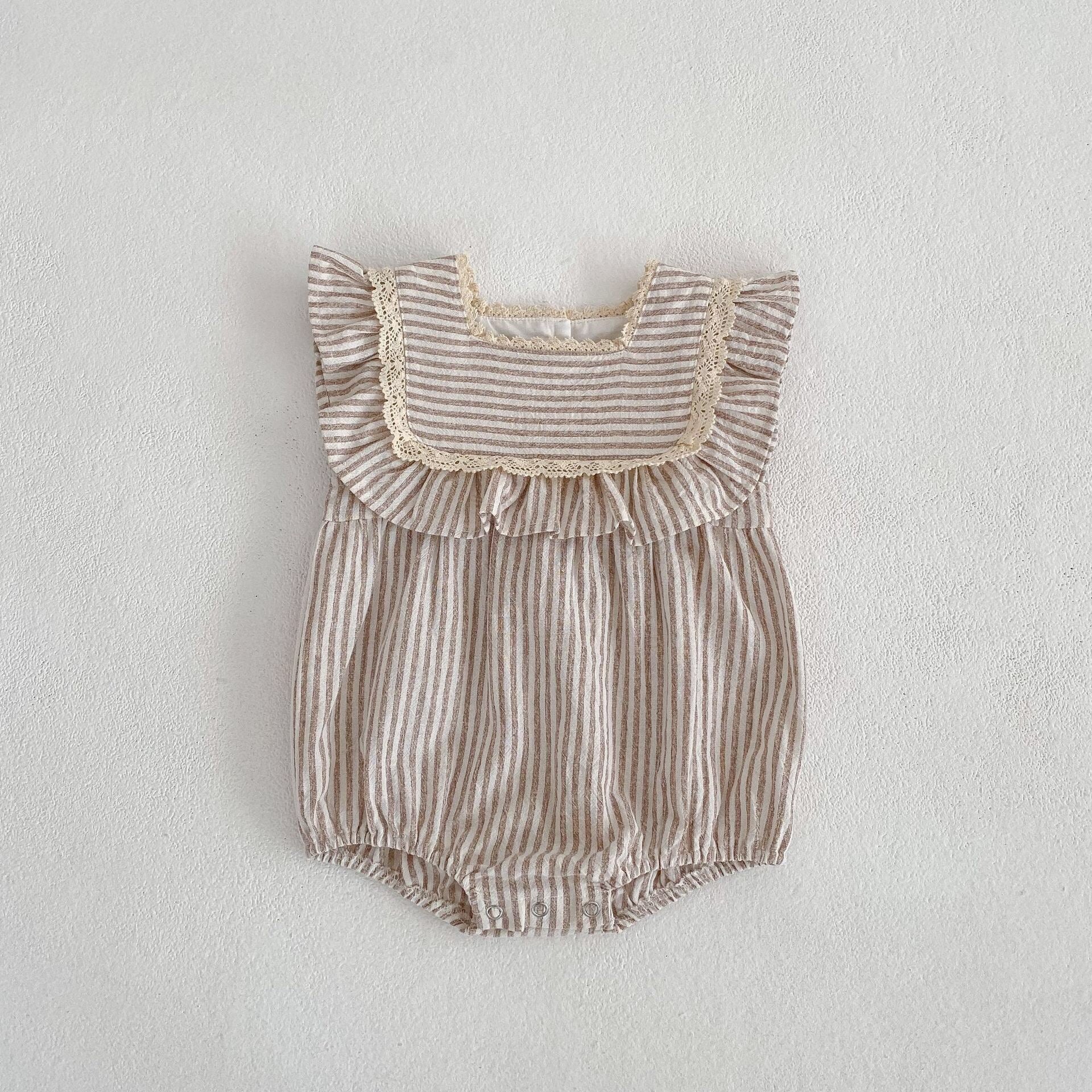 Baby Striped Pattern Sleeveless Princess Dress & Onesies-5