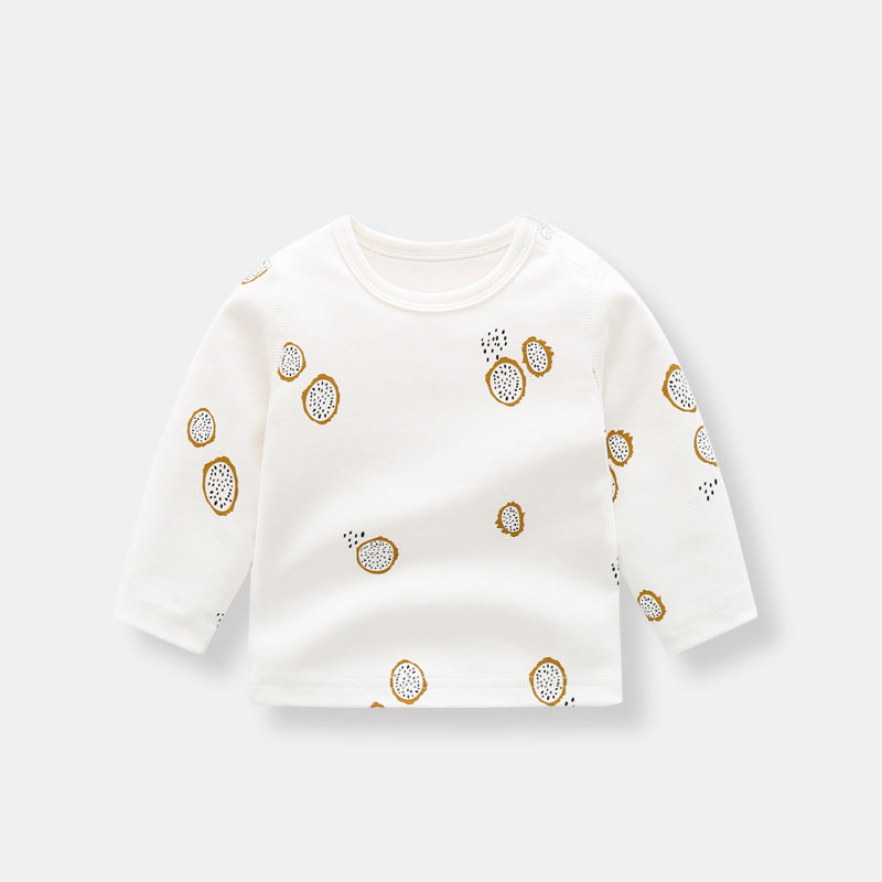 Baby 1pcs Allover Fruit Graphic Long Sleeve Bottoming Shirt & Trousers Sets-4