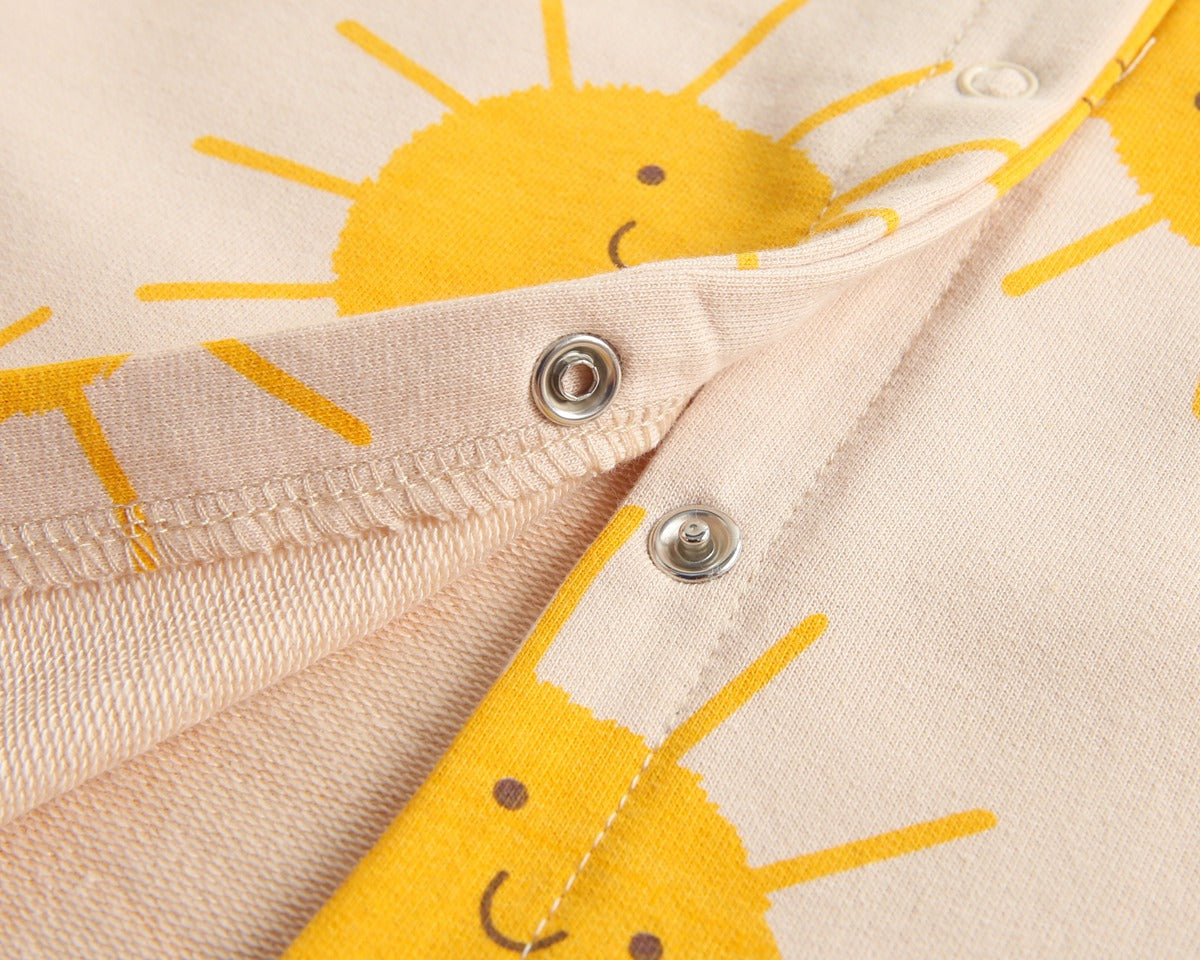 Baby Cartoon Sun Pattern Snap Button Long Sleeved Romper In Spring & Autumn-5