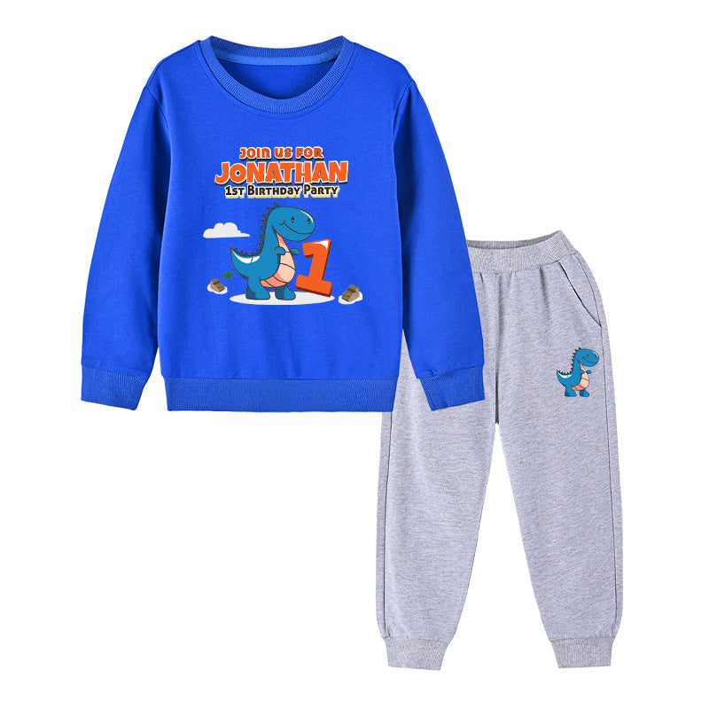 Baby Boy Cartoon Dinosaur Print Pattern Hoodie Combo Trousers Cotton 1 Pieces Sets-3