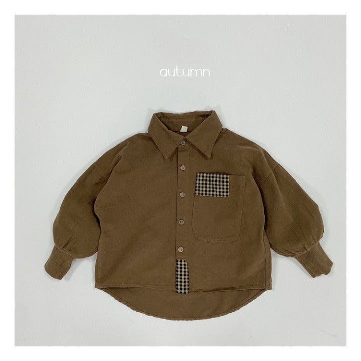 Baby Solid Color Plaid Patched Design Quality Personalized Cardigan Jacket-4