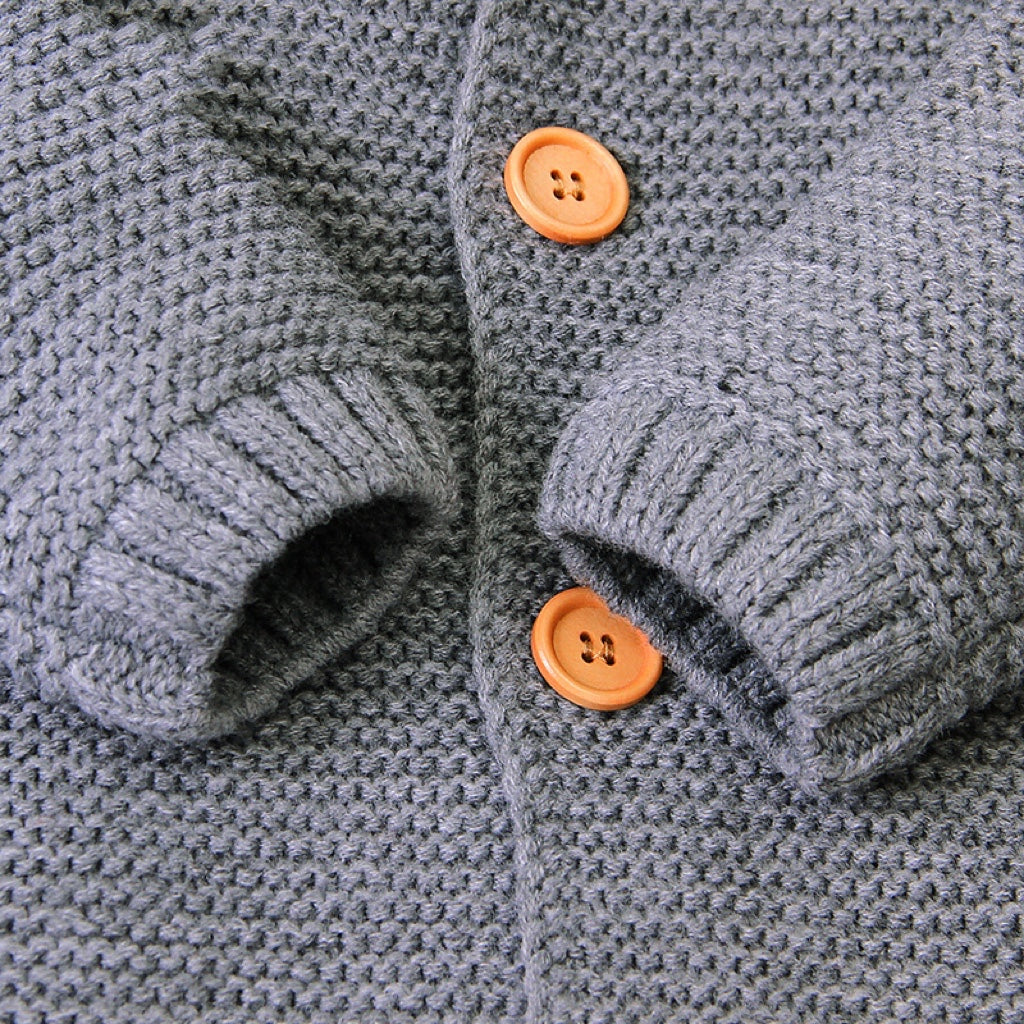 Baby Baby Cable Knitted Pattern Button Front Design Long Sleeve Warm Rompers & Hat-6