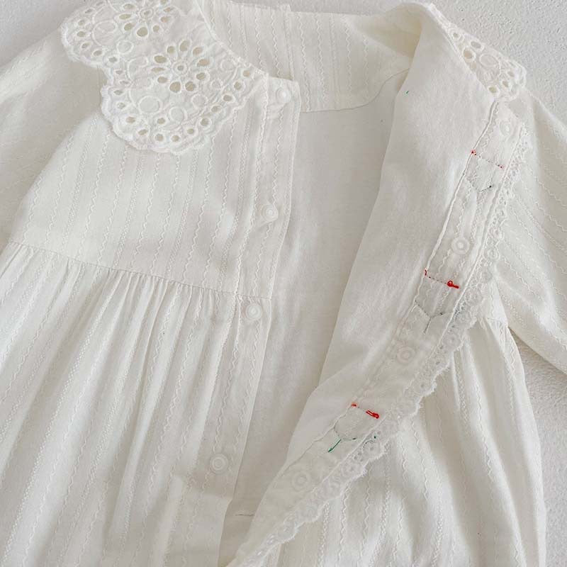 Floral Lace Pattern Princess Romper For Baby Girl-5