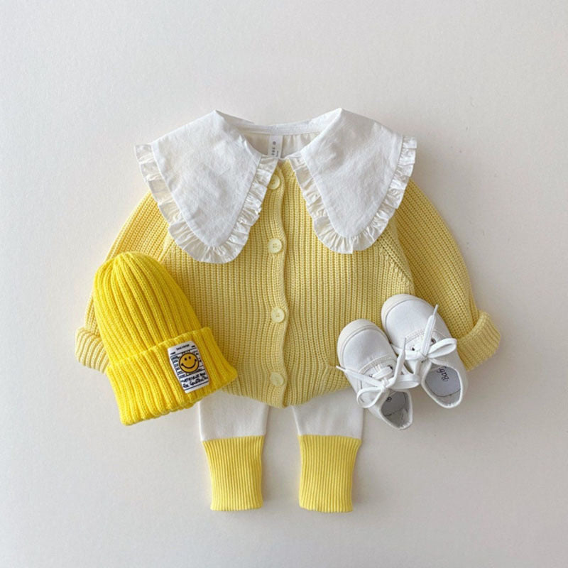 Baby Girl Candy Color Patchwork Design Tight Bottom Pants In Spring & Autumn Outfit Wearing-5
