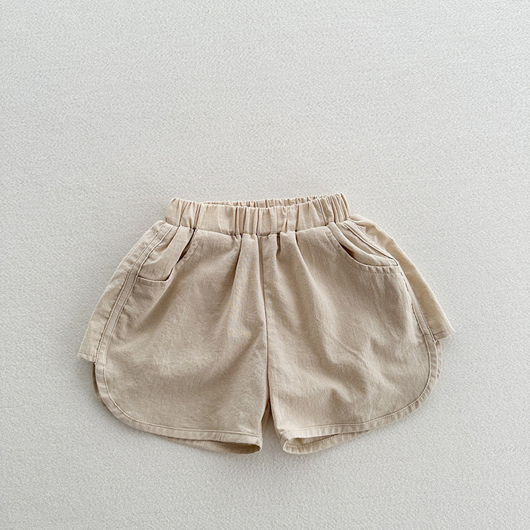 Summer New Arrival Unisex Casual Solid Color Cotton Shorts-3
