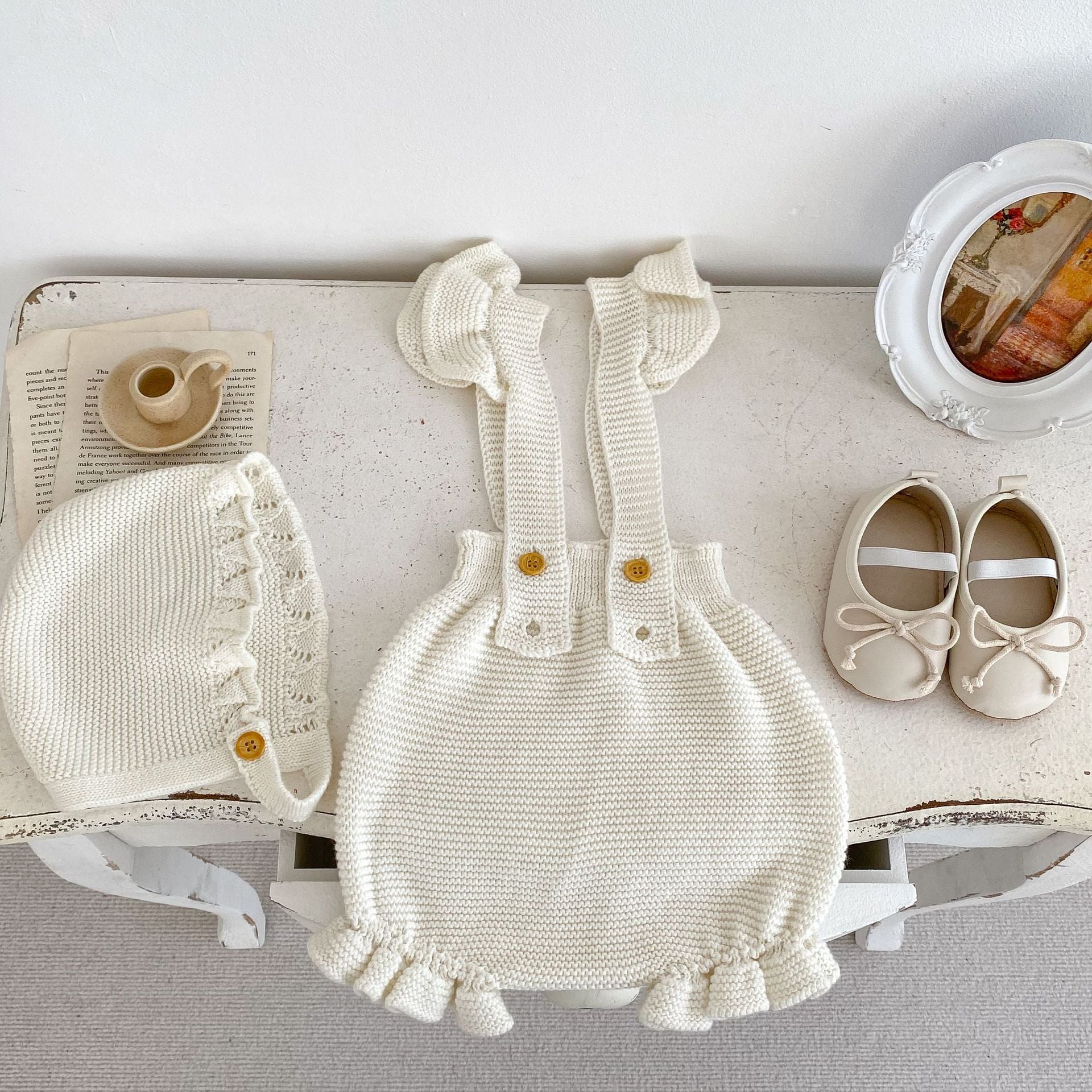 Baby Girl Camisole Knitted Vest In Spring&Autumn One Piece Include Cap-4