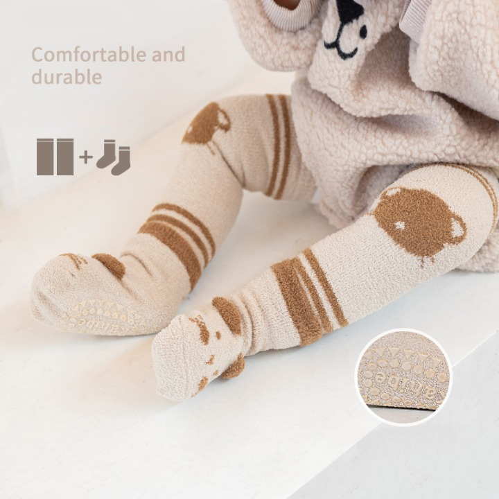Baby Cartoon Animal Print Pattern Non-Slip Warm Long Socks-8
