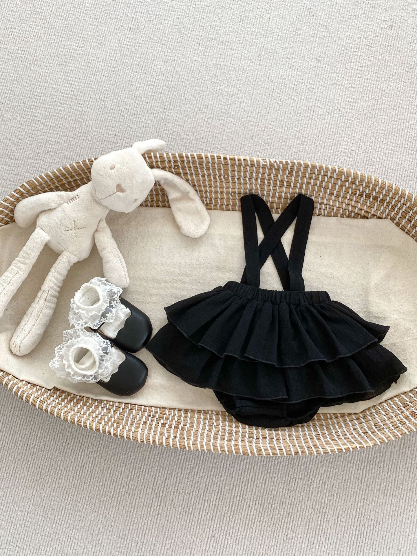 Spring Baby And Kids Girls Floral White Shirt And Black Skirt Beret And Clothing Set-6
