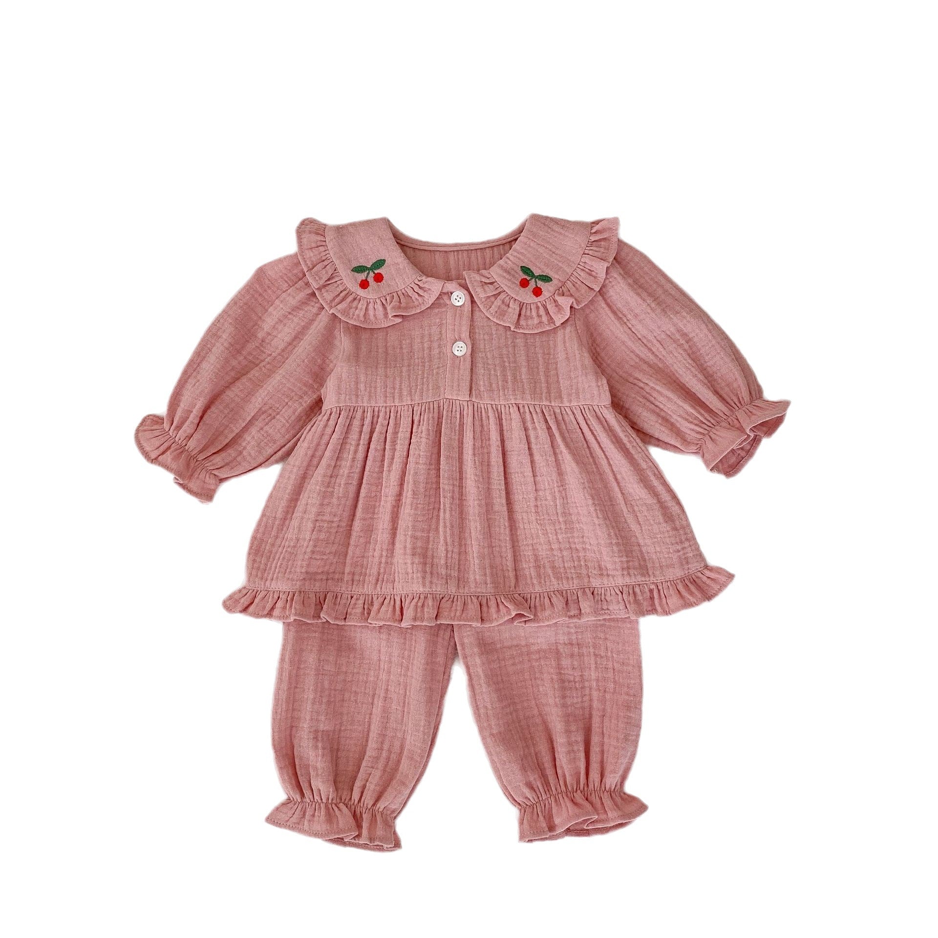 Embroidered Design Doll Neck Simple Style Home Clothes-6