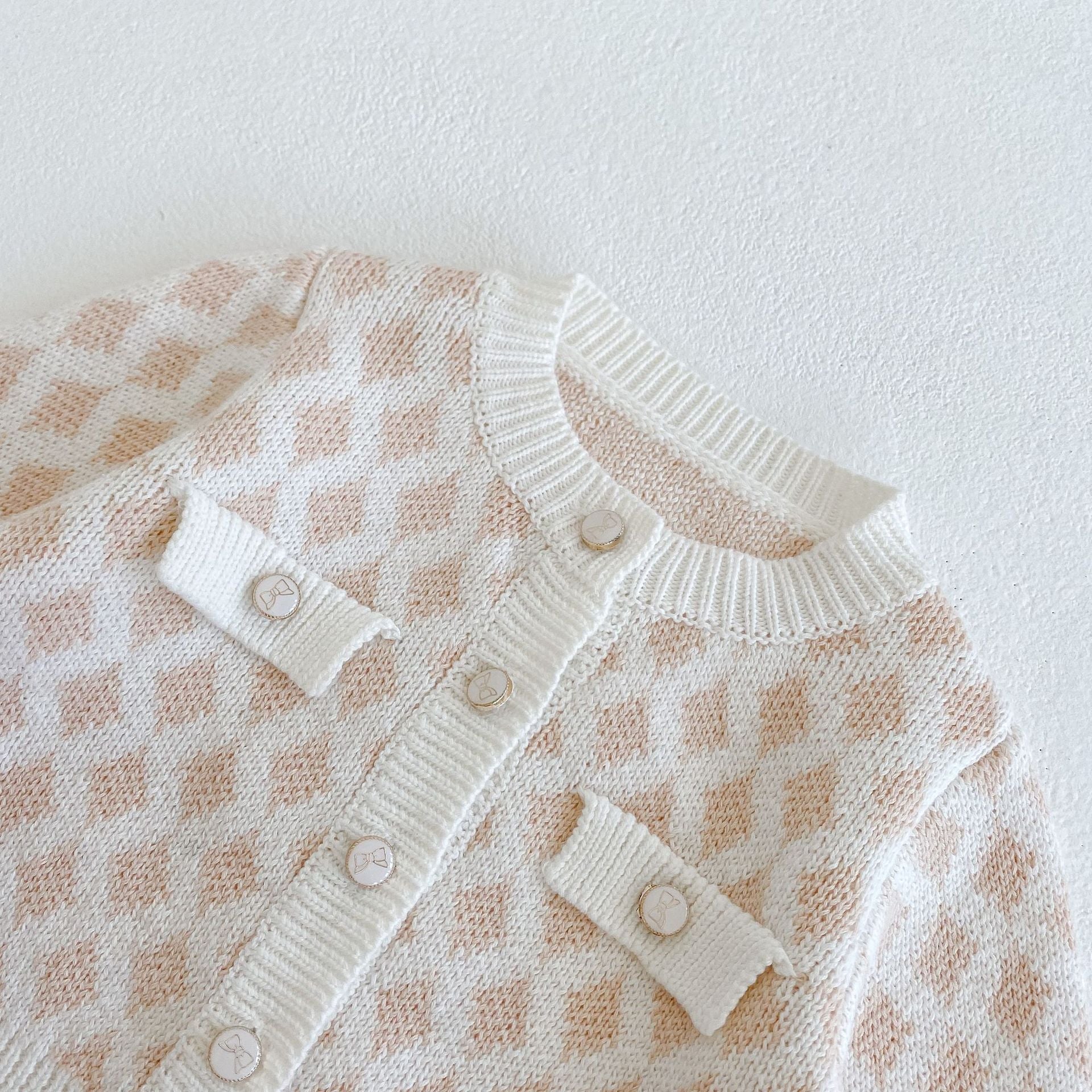 Baby Girl 2pcs Plaid Graphic Onesies & Cardigan Knitted Sets-6