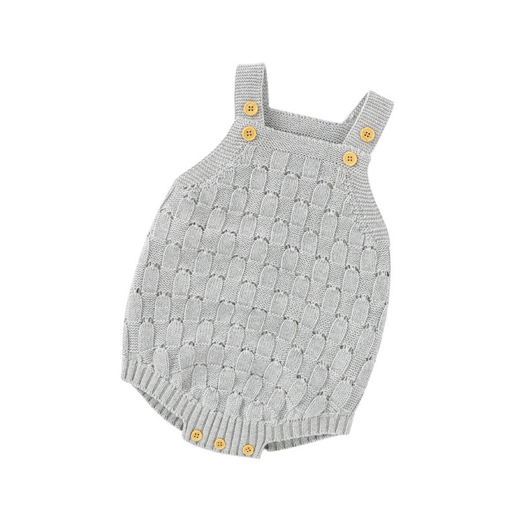 Baby Solid Color Crochet Knitted Pattern Sling Onesies Bodysuit-6