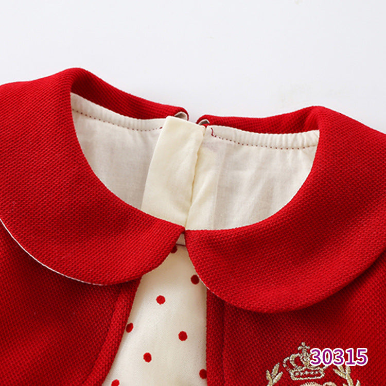 Baby Sweet Style Polka Dot Pattern Dress & Onesies-6