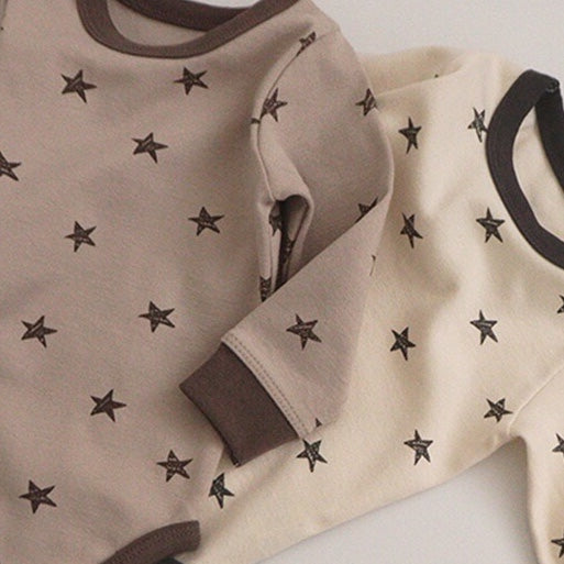 Baby Star & Moon Graphic Cotton Bodysuit Combo Pants Thermal Underwear Sets-6