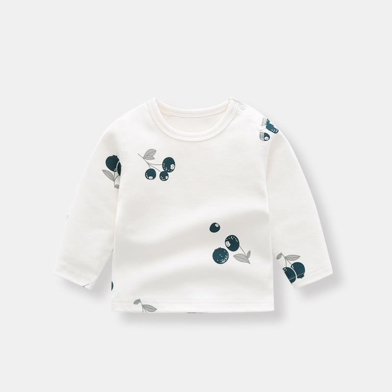Baby 1pcs Allover Fruit Graphic Long Sleeve Bottoming Shirt & Trousers Sets-5