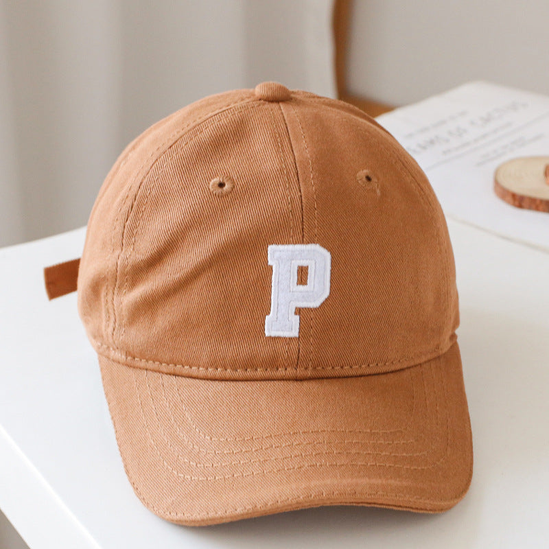 Baby Solid Color Embroidered Design Fashion Sunshade Baseball Hats-6