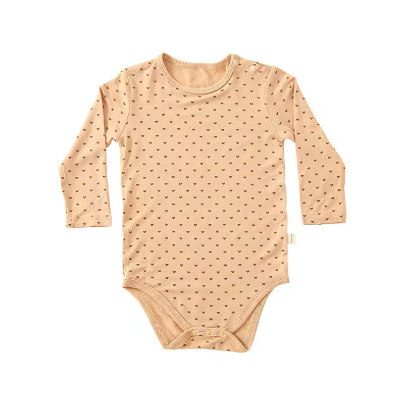 Baby Floral & Heart Pattern Soft Cotton Long Sleeved Onesies-5