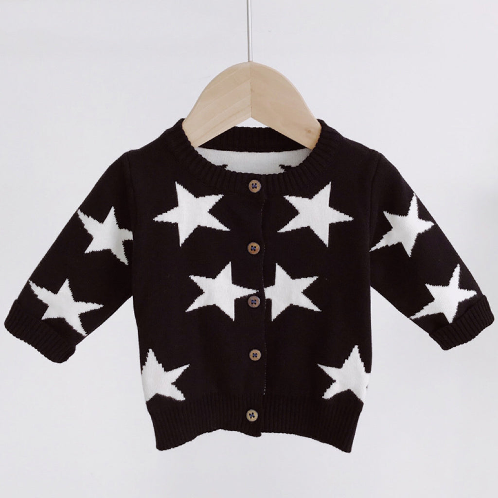 Baby Boy Star Pattern Single Breasted Design Long Sleeve Cardigan-5