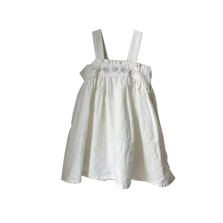 Baby Solid Color Embroidered Pattern Loose Dress & Onesies With Hat-6