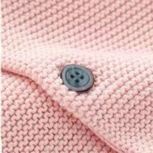 Baby Solid Color Bunny Ear Patched Hat Design Button Front Knitted Sweater Cardigan-6