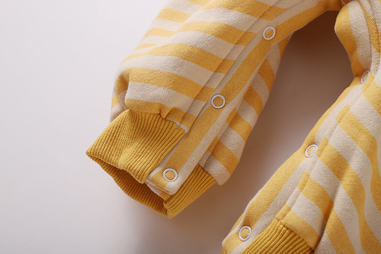 Baby 1pcs Striped & Dot Pattern Long Sleeved Romper Jumpsuit-5