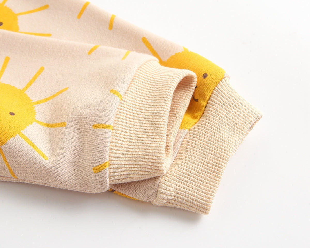 Baby Cartoon Sun Pattern Snap Button Long Sleeved Romper In Spring & Autumn-6