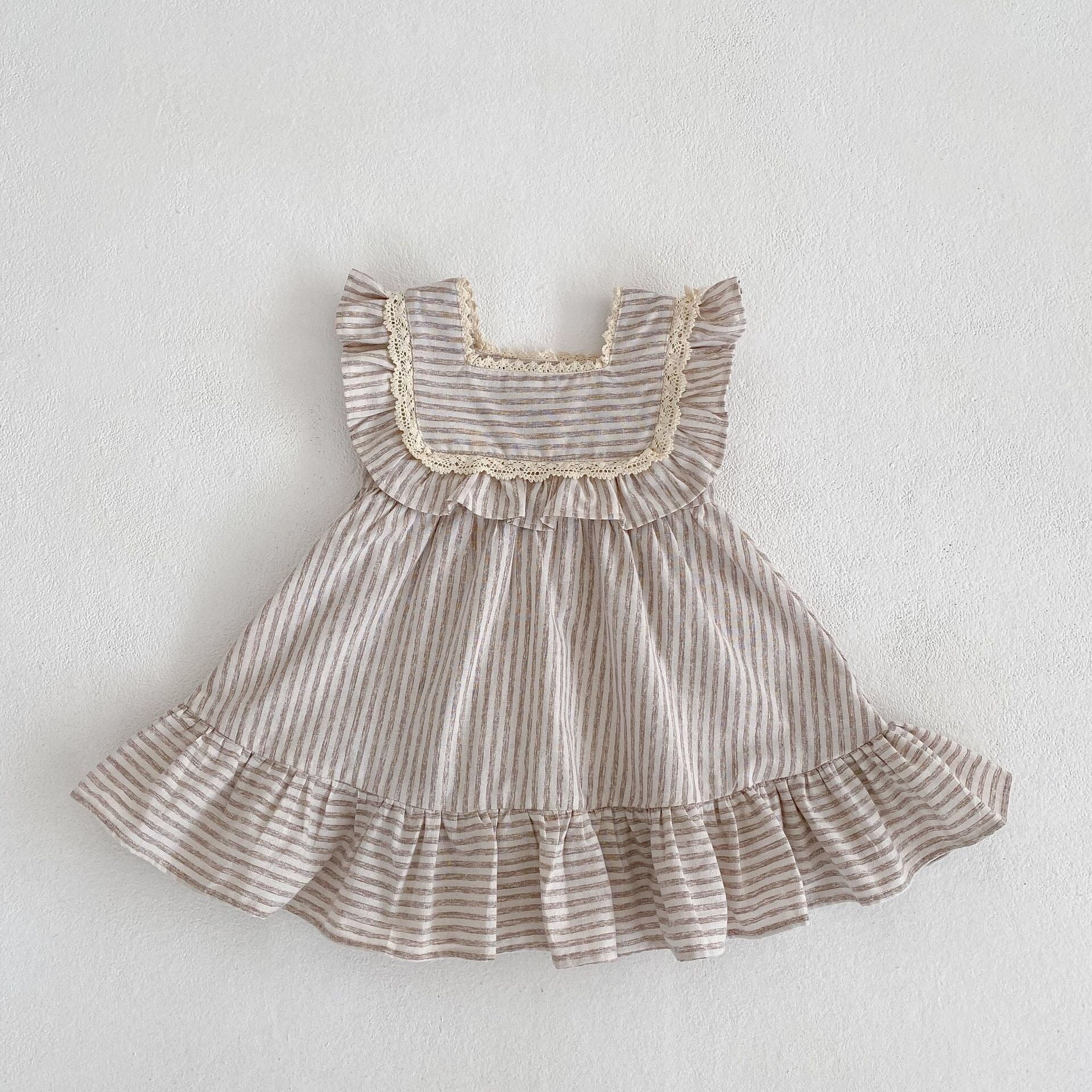 Baby Striped Pattern Sleeveless Princess Dress & Onesies-6