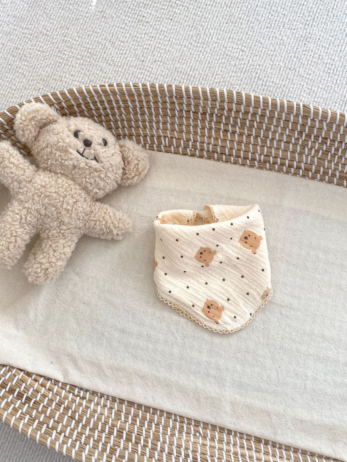 Adorable Cartoon Cotton Muslin Cloth Snap-On Triangle Bib-6