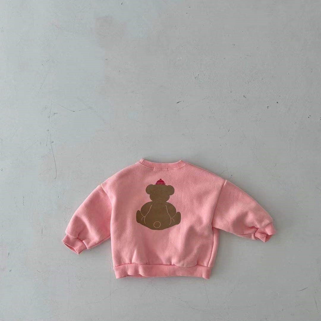 Baby Cartoon Bear Graphic Long Sleeves Cotton Casual Hoodies-5