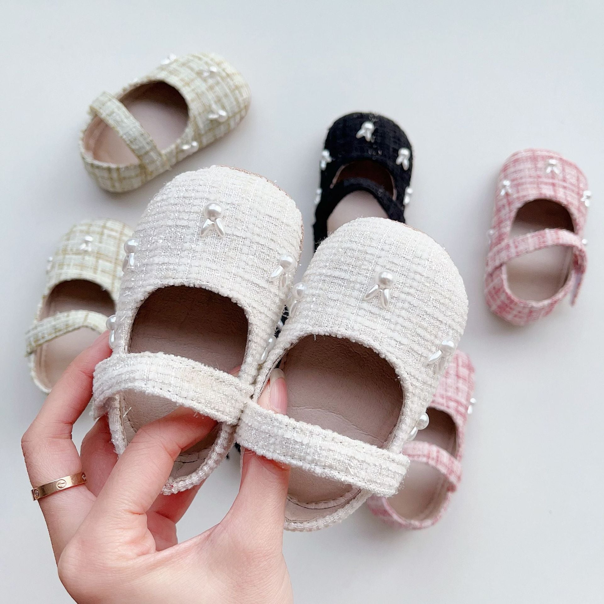 Spring Baby Girl Pearl Bunny Toddler Soft-Sole Anti-Slip Walking Shoes-6