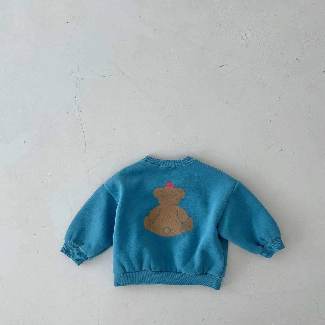 Baby Cartoon Bear Graphic Long Sleeves Cotton Casual Hoodies-6