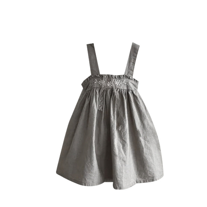 Baby Solid Color Embroidered Pattern Loose Dress & Onesies With Hat-7