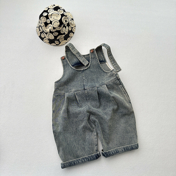 Unisex Spring Autumn Solid Overall Cowboy-7