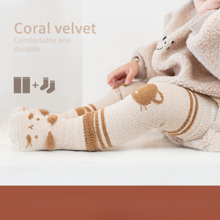 Baby Cartoon Animal Print Pattern Non-Slip Warm Long Socks-7
