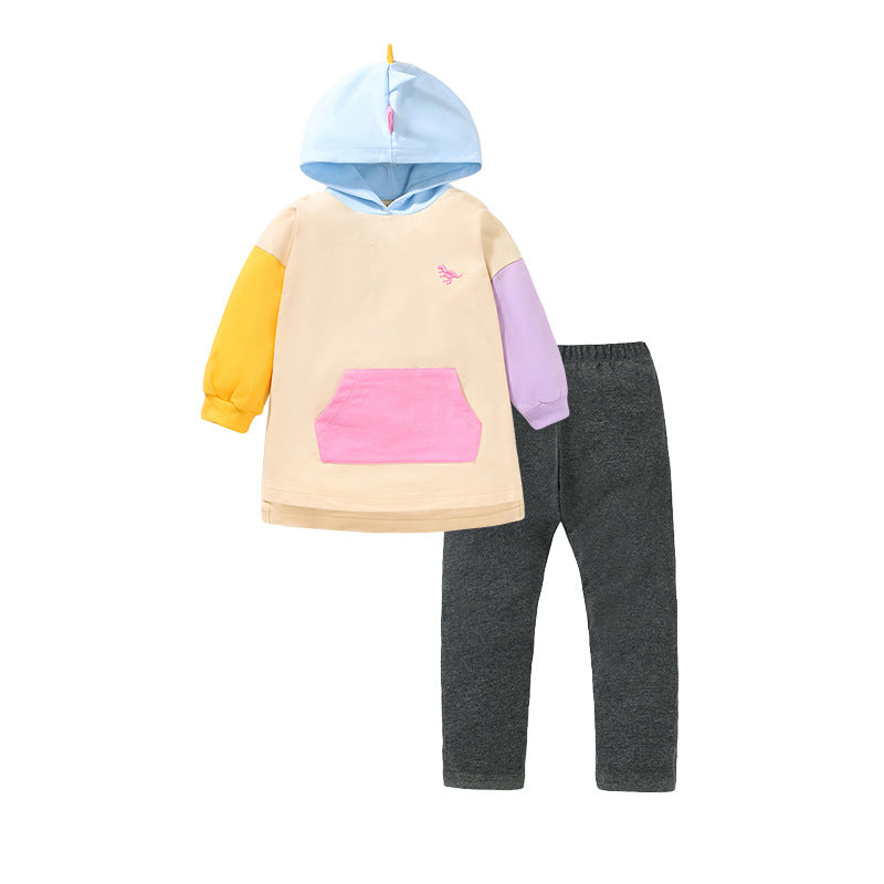 Color Matching Design Hoodie & Leggings Sets-0