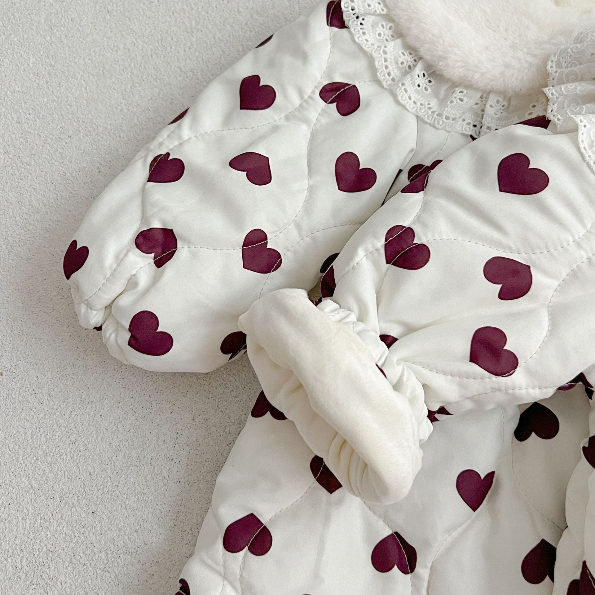 Red Heart Pattern Peter Pan Lace Collar Long Sleeve Fashion Princess Onesies&Dress-7