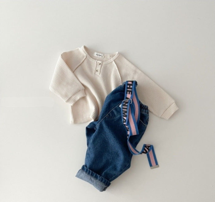 Baby Striped & Polka Dot Pattern & Solid Color Loose Comfort Shirt-7